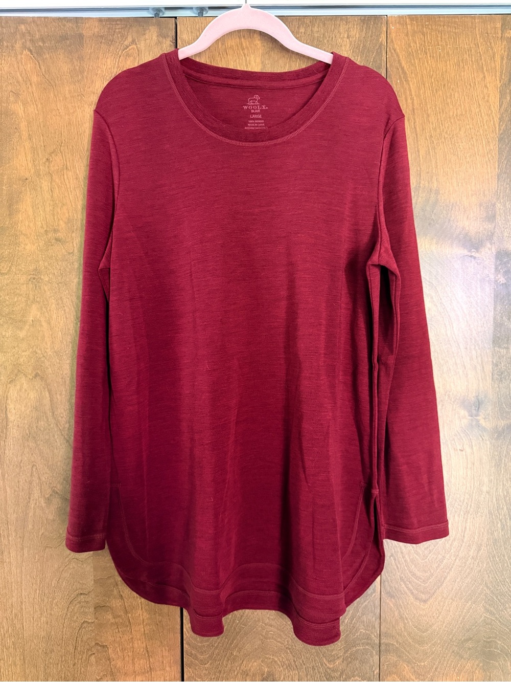 Woolx Large Wine Red Blair Curved Hem Tunic